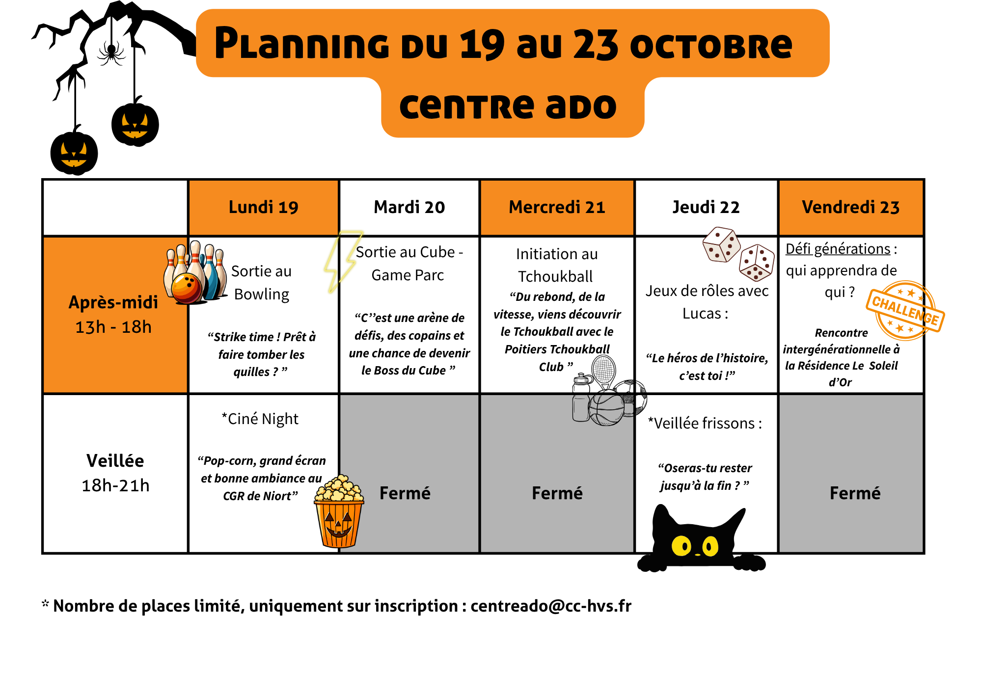 Planning octobre 2026